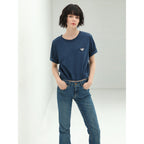 Mid Rise Stretchable Blue Jeans with Frayed Hems-2