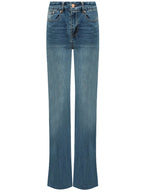 Mid Rise Stretchable Blue Jeans with Frayed Hems-3