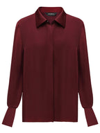 Minimalist Glossy Burgundy Wine Button Down Shirt-3