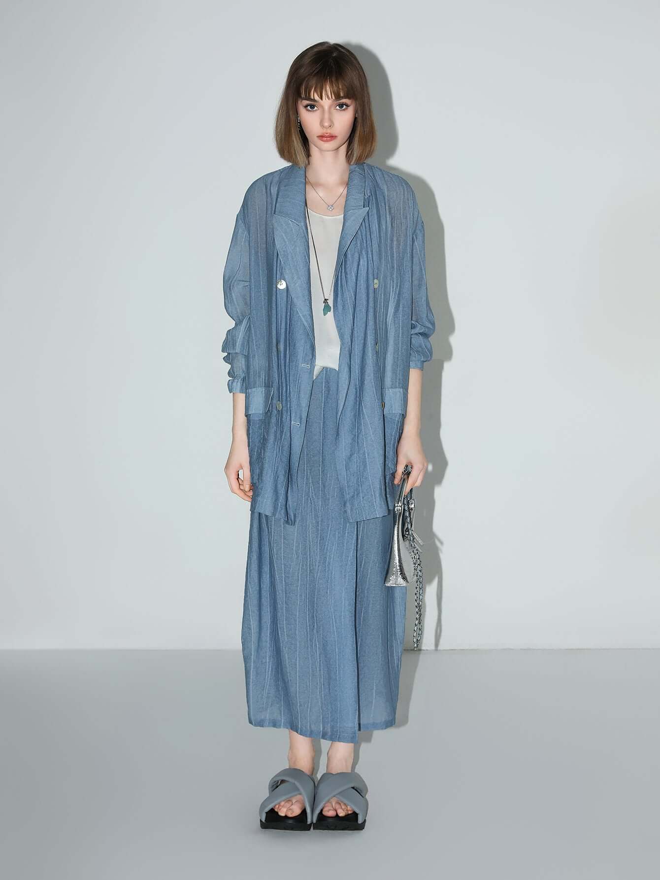 Muberry Blue Relaxed Double-Breasted Blazer