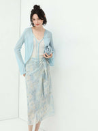 Muted Floral Tie-Dye Wrap Around Skirt-0