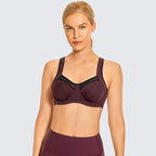 No Bounce High Support Wine Running Bra