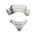 Off Shoulder White Sexy Bandeau Bikini Set-3