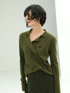 Olive Green Double Breasted Cardigan-0