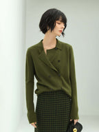 Olive Green Double Breasted Cardigan-1