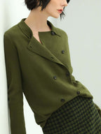 Olive Green Double Breasted Cardigan-2