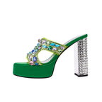 Open Toe Mules With Gem Embellished Criss Cross Straps-1