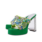 Open Toe Mules With Gem Embellished Criss Cross Straps-4