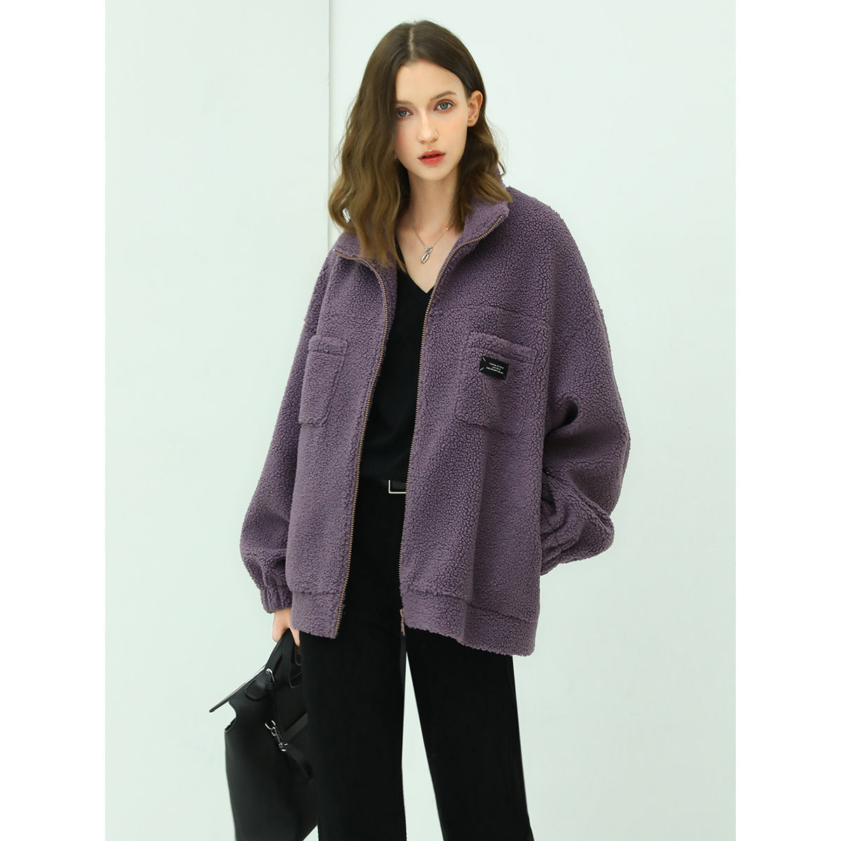 Oversized Lavender Fleece Jacket