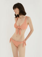 Pastel Collection Coral Orange 2-Piece Bikini with Ribbon Accents-0