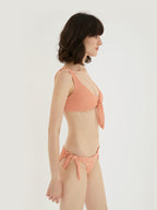 Pastel Collection Coral Orange 2-Piece Bikini with Ribbon Accents-1