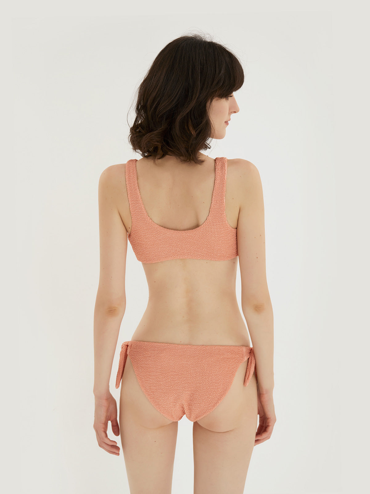 Pastel Collection Coral Orange 2-Piece Bikini with Ribbon Accents-2