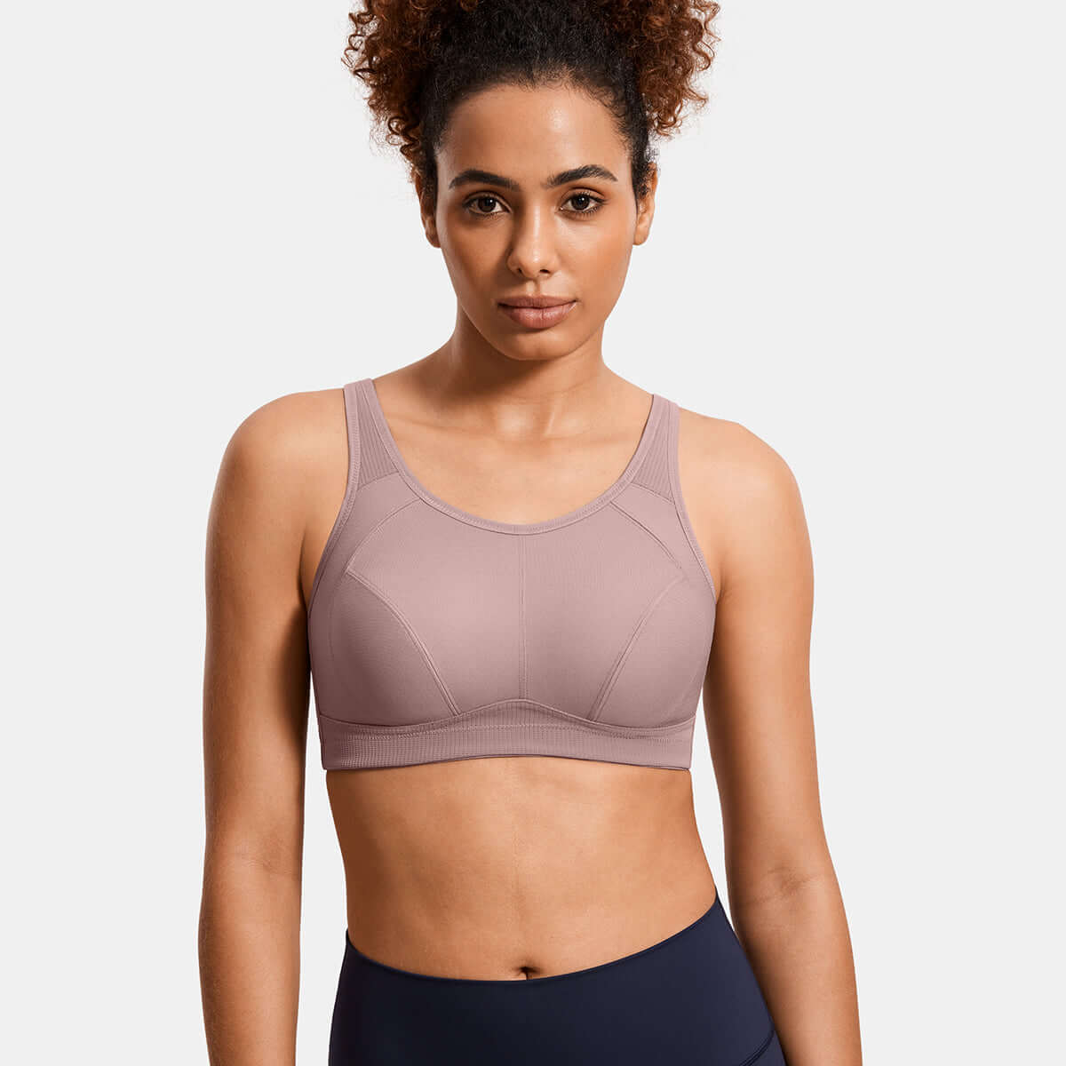 Plus Size High Support Full Coverage Padded Mocha Wireless Bra-0