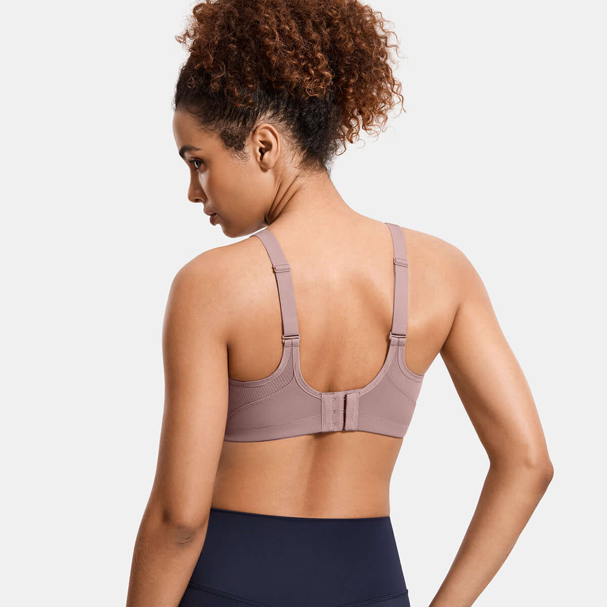 Plus Size High Support Full Coverage Padded Mocha Wireless Bra-1