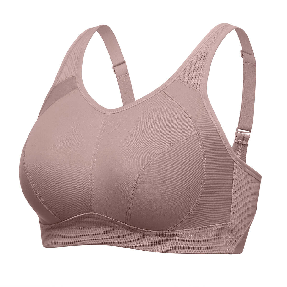 Plus Size High Support Full Coverage Padded Mocha Wireless Bra-3