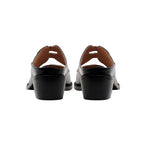Pointed Leather Mules with Buckles-3