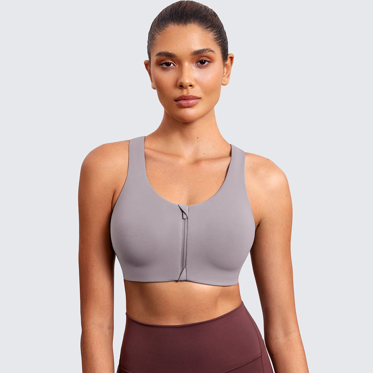 Power On Soft Padded High Impact Zip Front Sports Bra-5