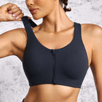 Power On Soft Padded High Impact Zip Front Workout Bra-1