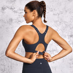 Power On Soft Padded High Impact Zip Front Workout Bra-2