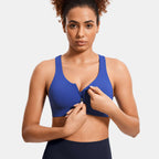 Power On Soft Padded High Impact Zip Front Workout Bra-5