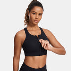 Power On Zip Front Racerback High Impact Sports Bra