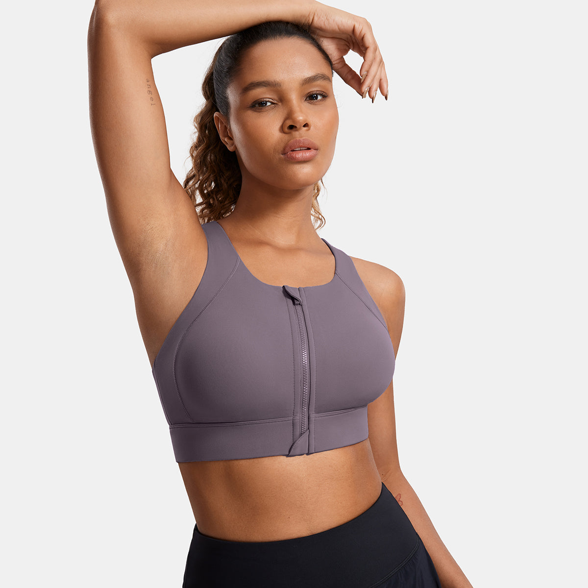 Power On Zip Front Racerback High Impact Sports Bra