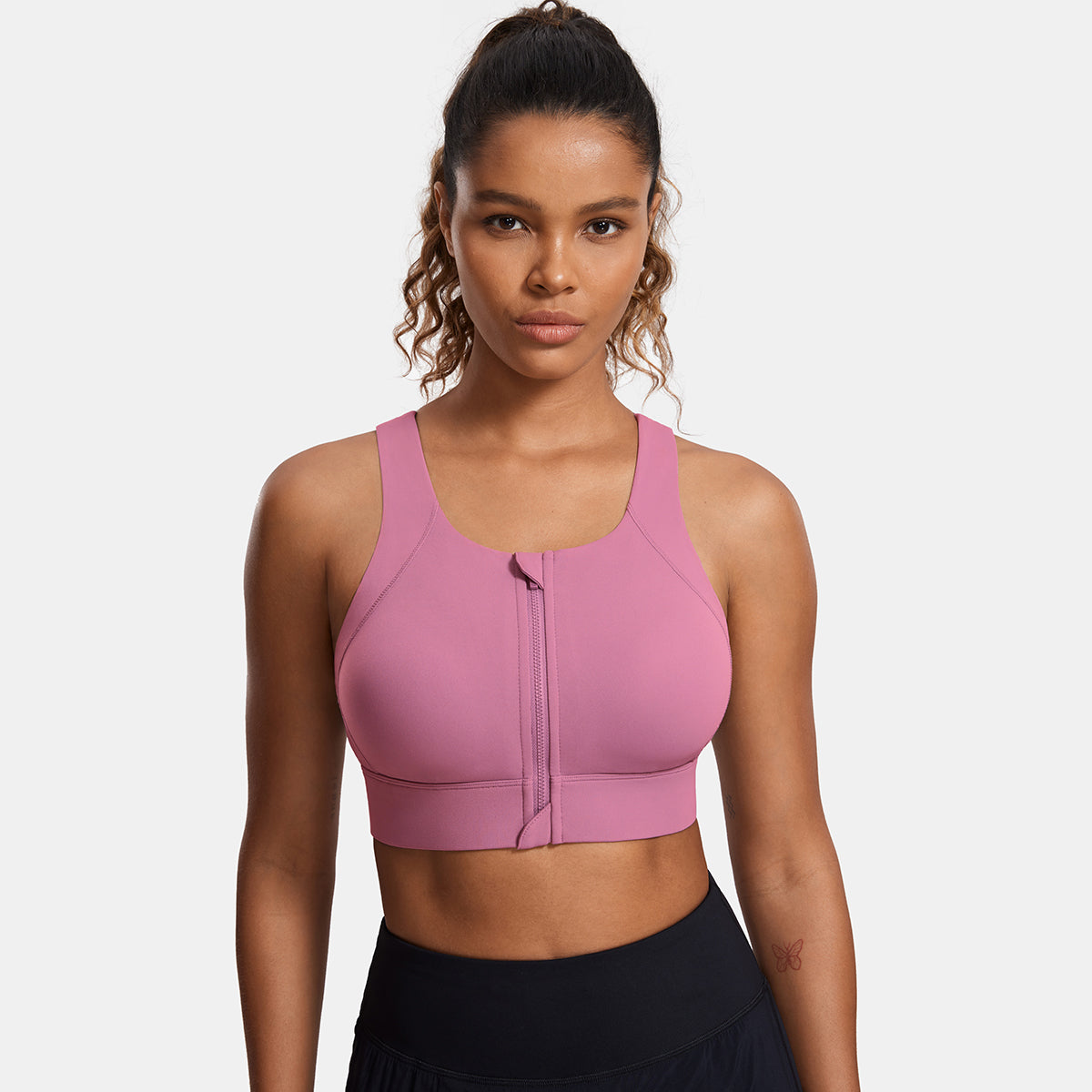 Power On Zip Front Racerback High Impact Sports Bra