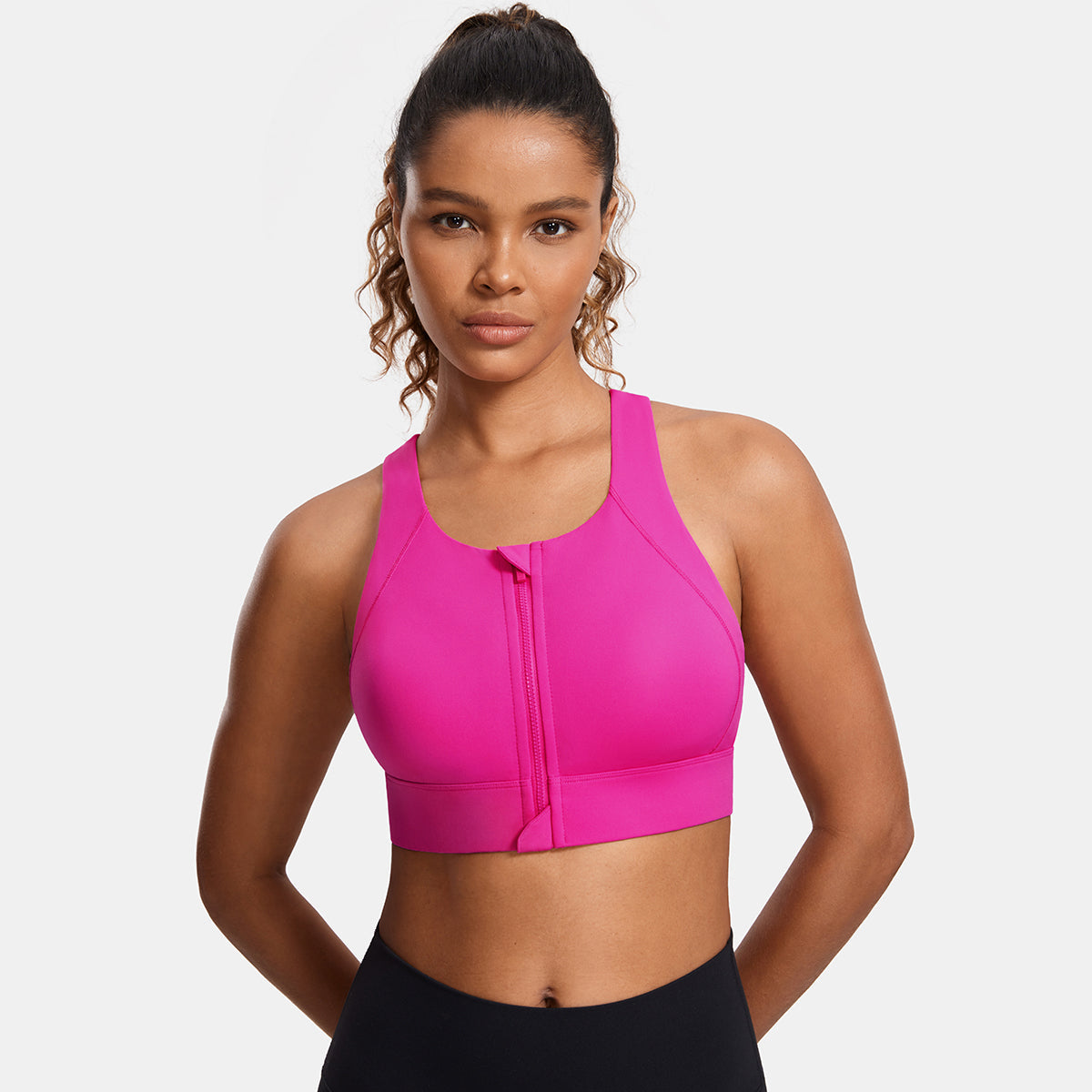 Power On Zip Front Racerback High Impact Workout Bra