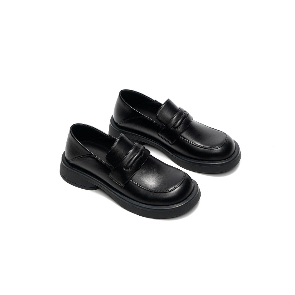 Preppy Black Platform Loafers-2