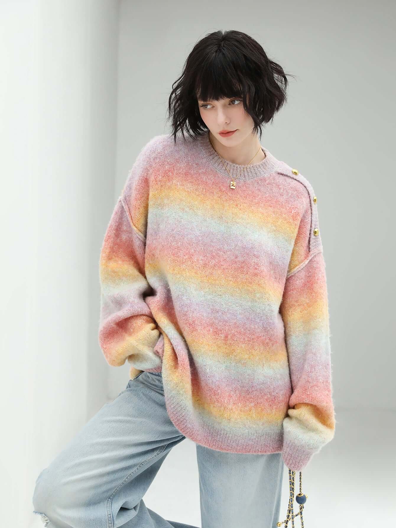 Rainbow Gradient Pullover Sweater-1