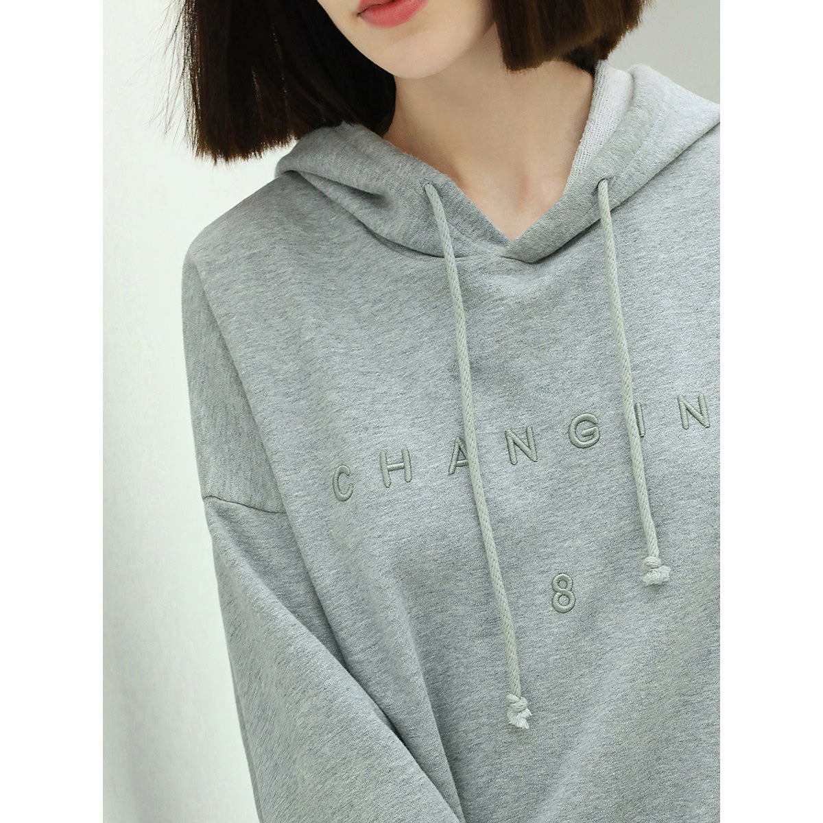 Relaxed Fit Grey Hooded Sweater with Slogan-2