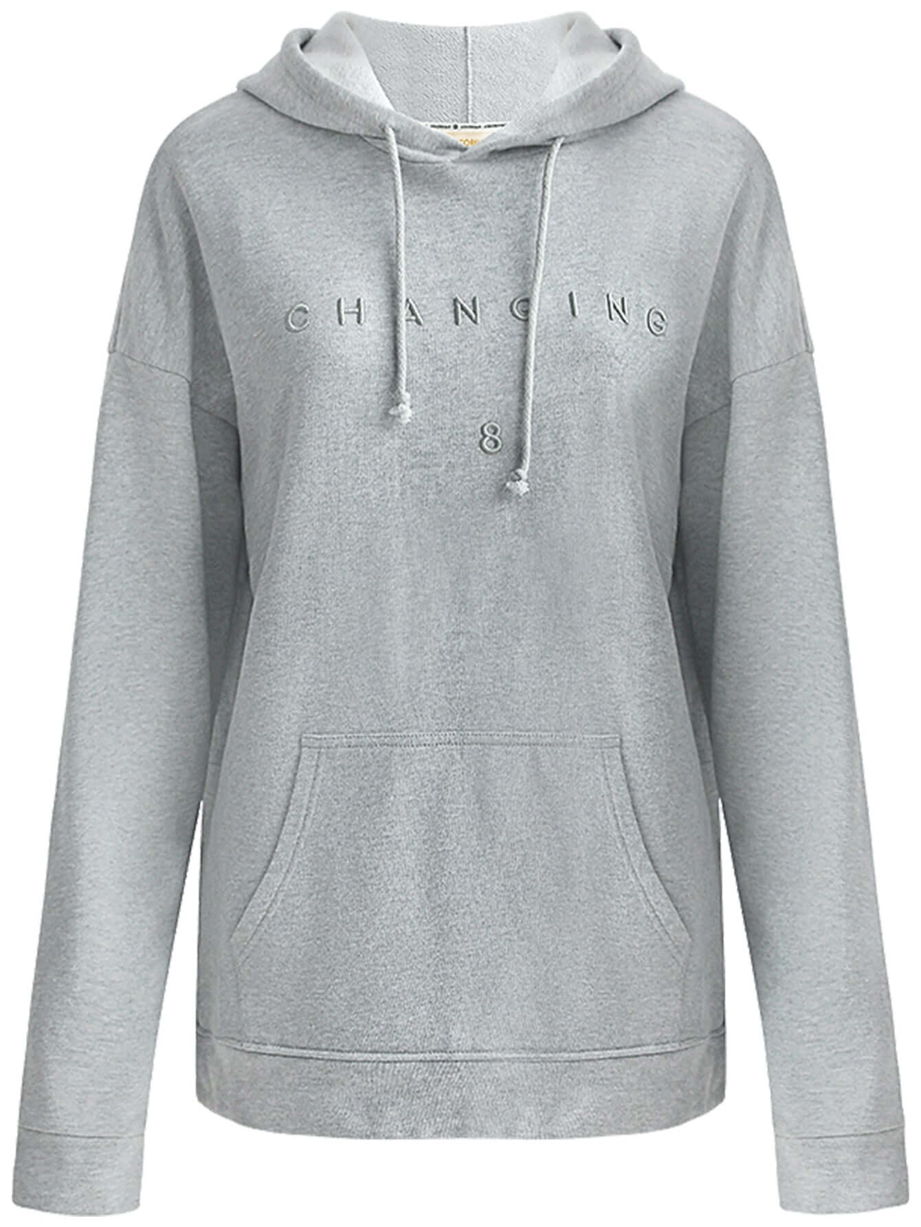 Relaxed Fit Grey Hooded Sweater with Slogan-3