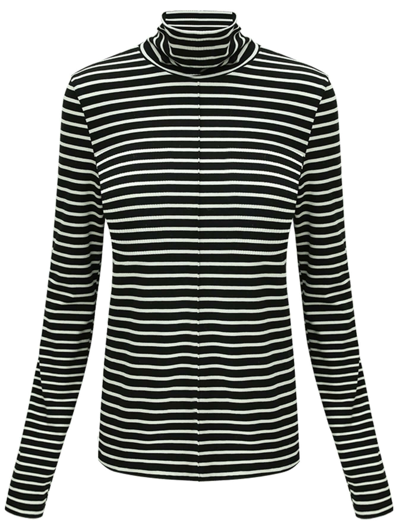 Retro High-Neck Striped Top-3