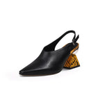 Pointed Toe Slingback Geometric Heel Mules-1