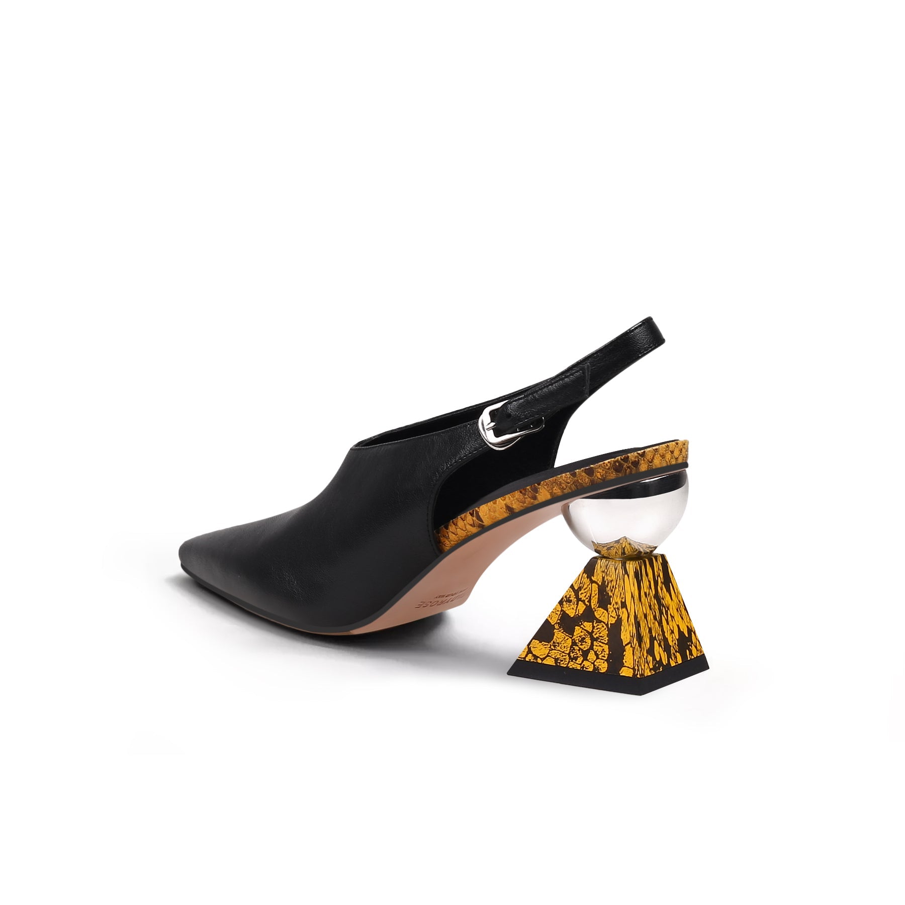 Pointed Toe Slingback Geometric Heel Mules-3