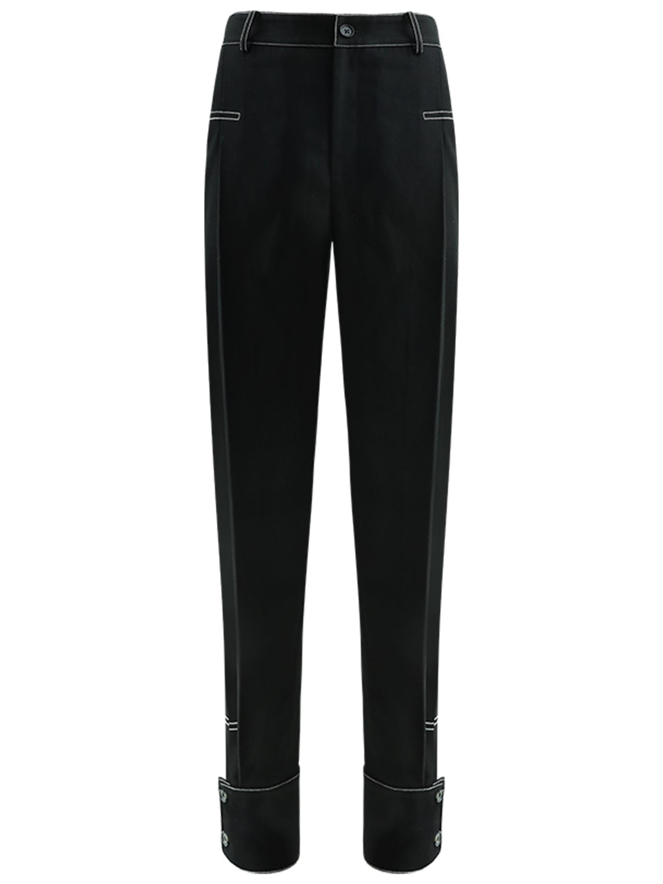 Stylish Black Pants with Front Ankle Slits-3