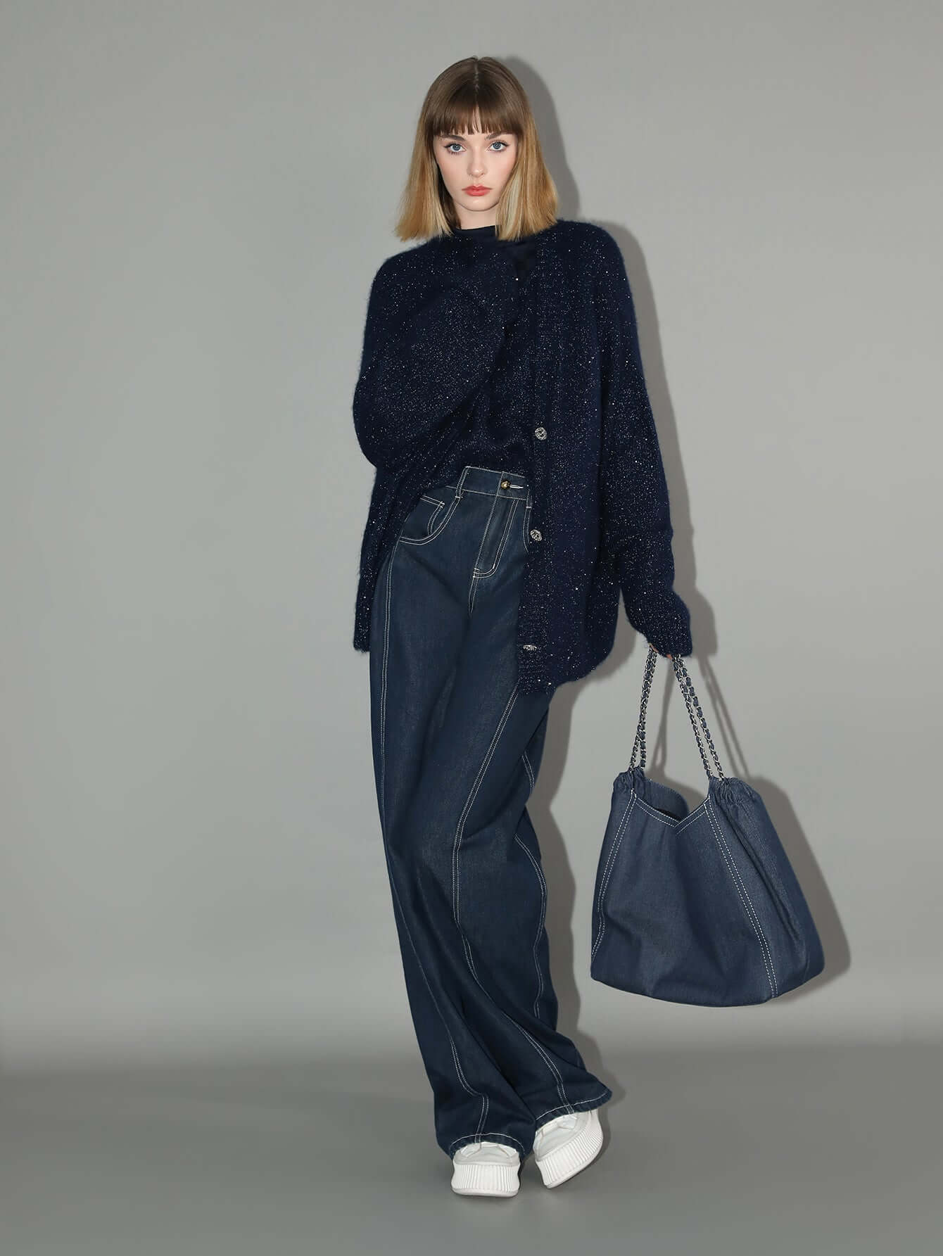 Vintage High-Waisted Wide Denim Jeans-0